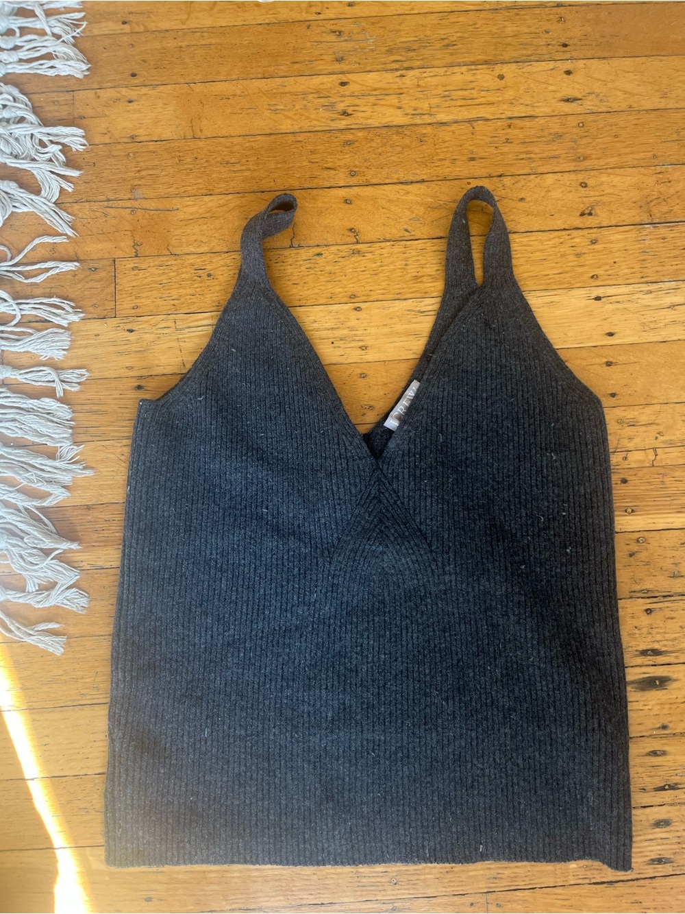 J Crew NWT ribbed V-Neck Knit Tank Top - Charcoal Gray